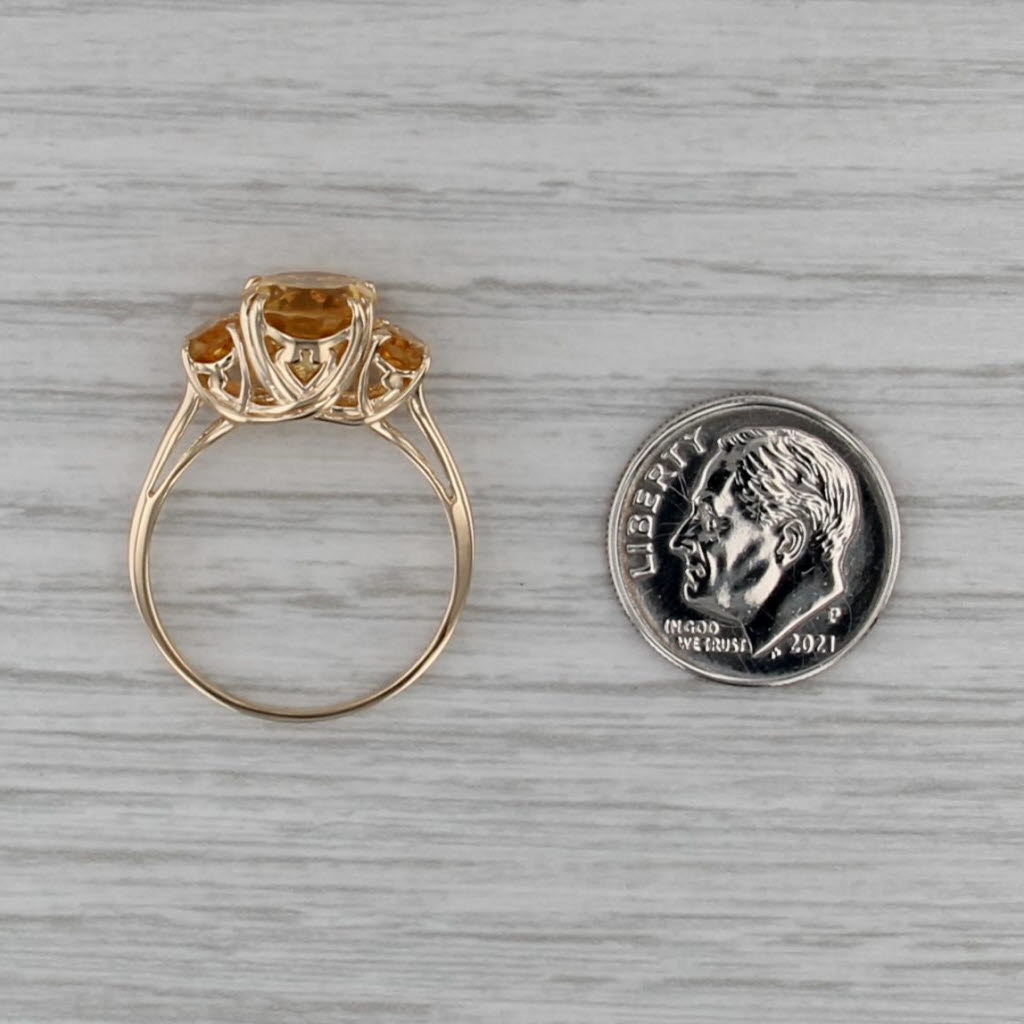 3.15ctw Oval Citrine 3-Stone Ring 14k Yellow Gold Size 8.25