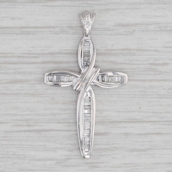 Gray 0.44ctw Diamond Cross Pendant 10k White Gold Religious Jewelry