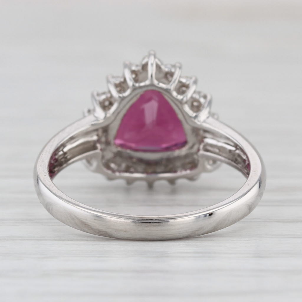 2.85ctw Trillion Rhodolite Garnet Diamond Halo Ring 14k White Gold Size 7.25