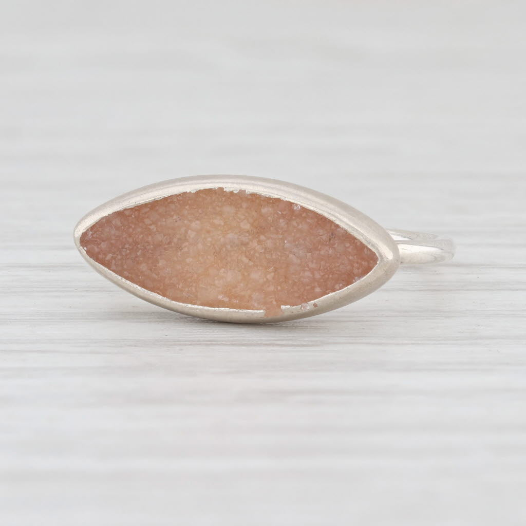New Nina Wynn Sand Druzy Quartz Ring Sterling Silver Size 7 Statement