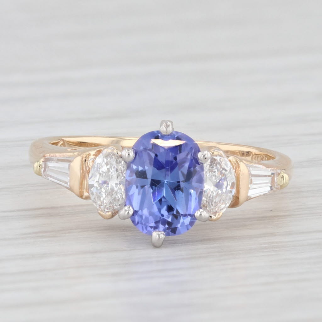 Light Gray 1.66ctw Tanzanite Diamond Ring 14k Yellow Gold Size 6 Oval Engagement