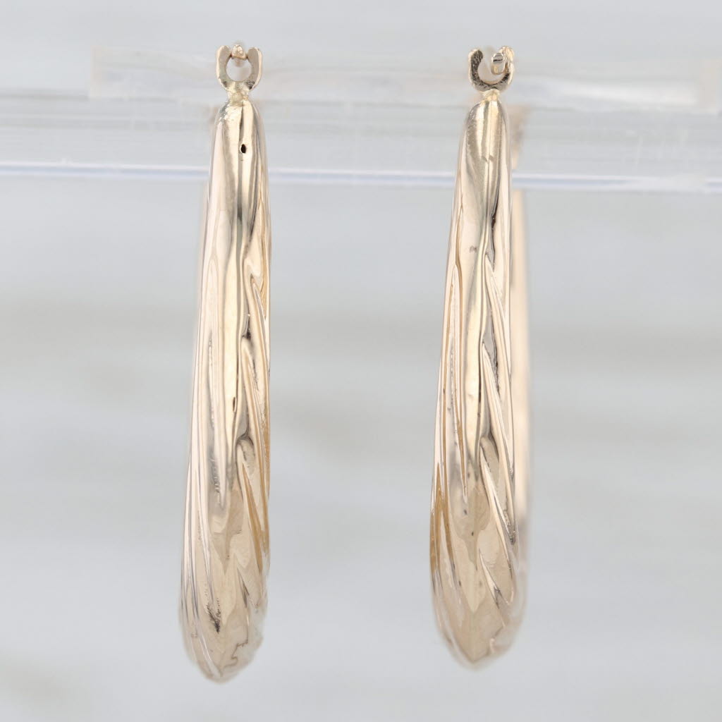 Woven Hoop Earrings 14k Yellow Gold Snap Top Hoops