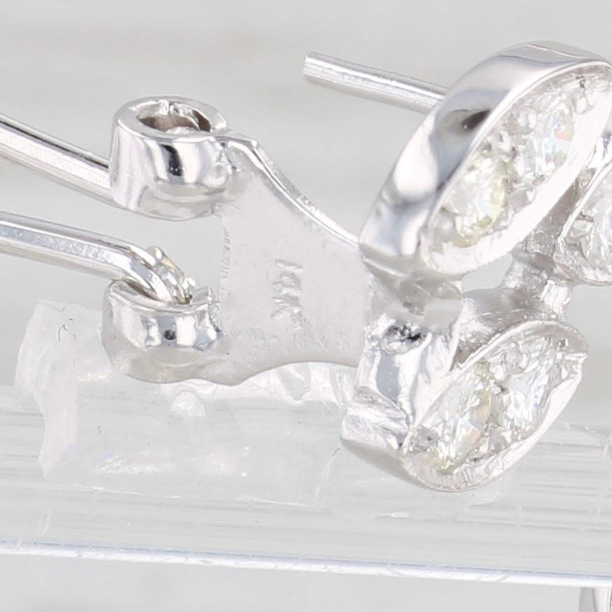 Light Gray 0.74ctw Diamond Drop Earrings 14k White Gold Omega Backs