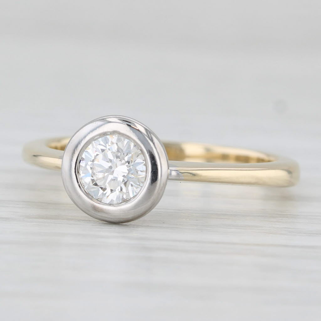 Light Gray 0.50ct Round Solitaire Diamond Ring 14k White Yellow Gold Size 6.75