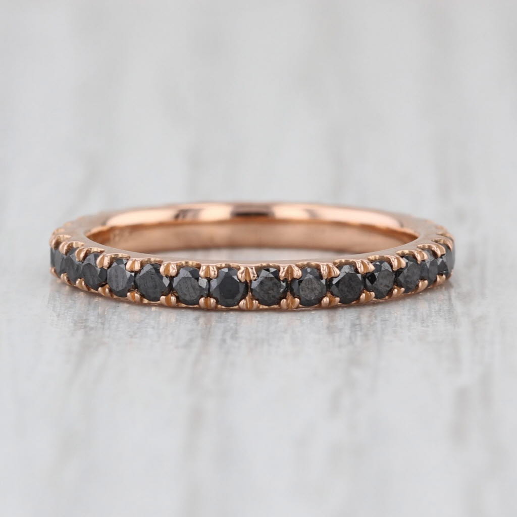 0.80ctw Black Diamond Eternity Ring 18k Rose Gold Size 5.5 Stackable Band