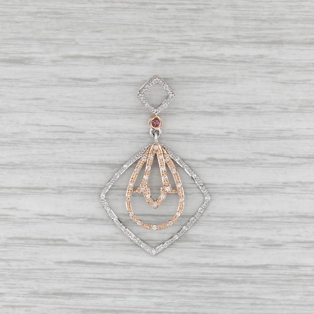 0.20ctw Diamond Pink Tourmaline Pendant 14k Rose White Gold