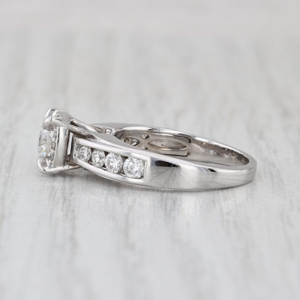 0.84ctw Round Brilliant Diamond Halo Engagement Ring 14k White Gold Size 5.5