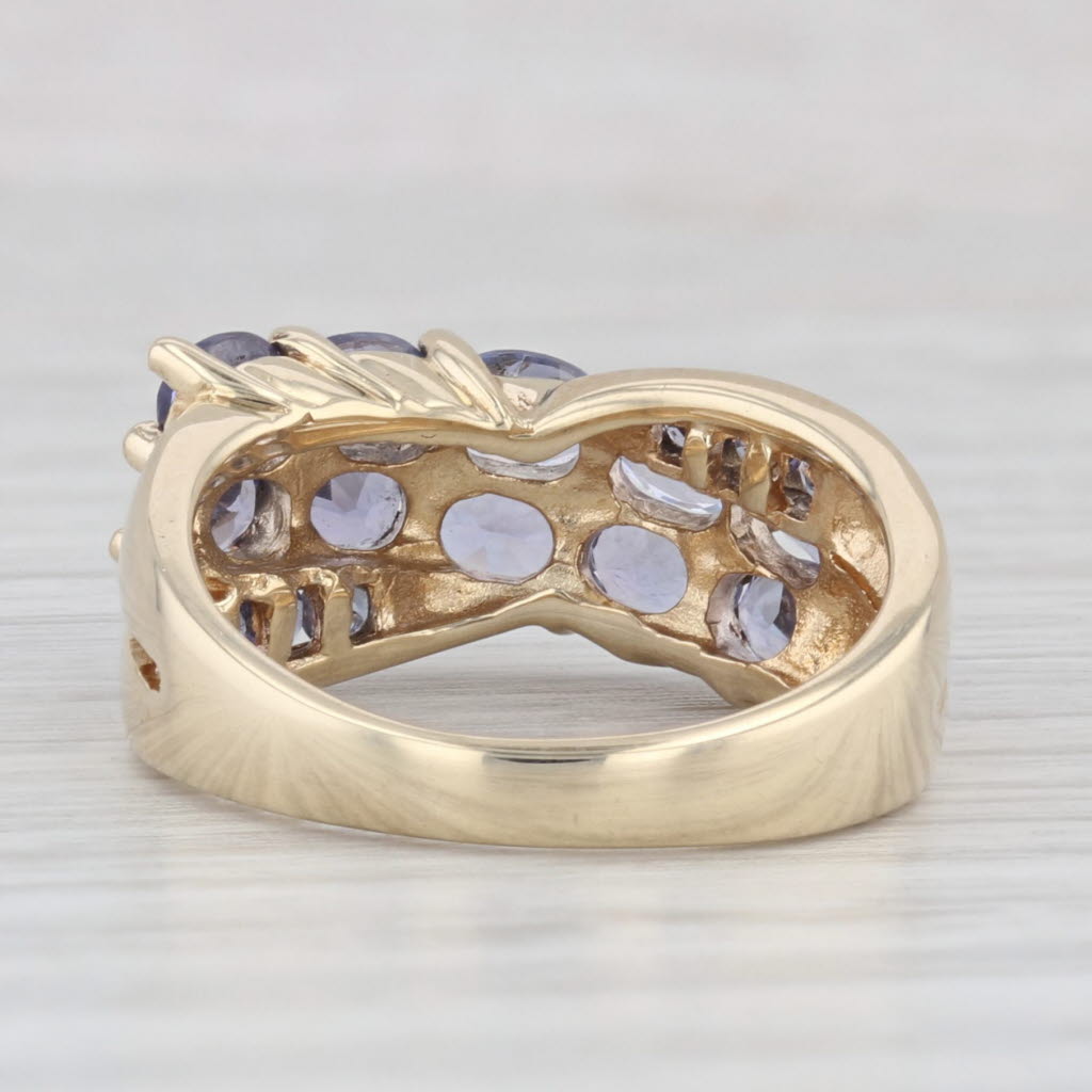 Light Gray 2.25ctw Tanzanite Cross Over Cocktail Ring 10k Yellow Gold Size 6