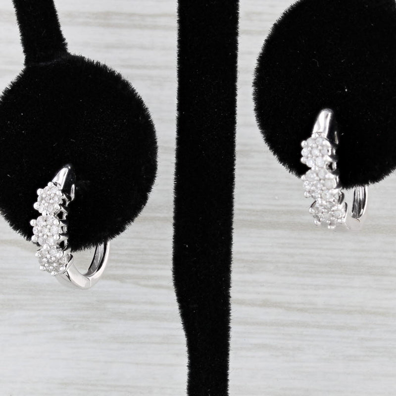 0.12ctw Diamond Hoop Earrings 10k White Gold Snap Top Hoops