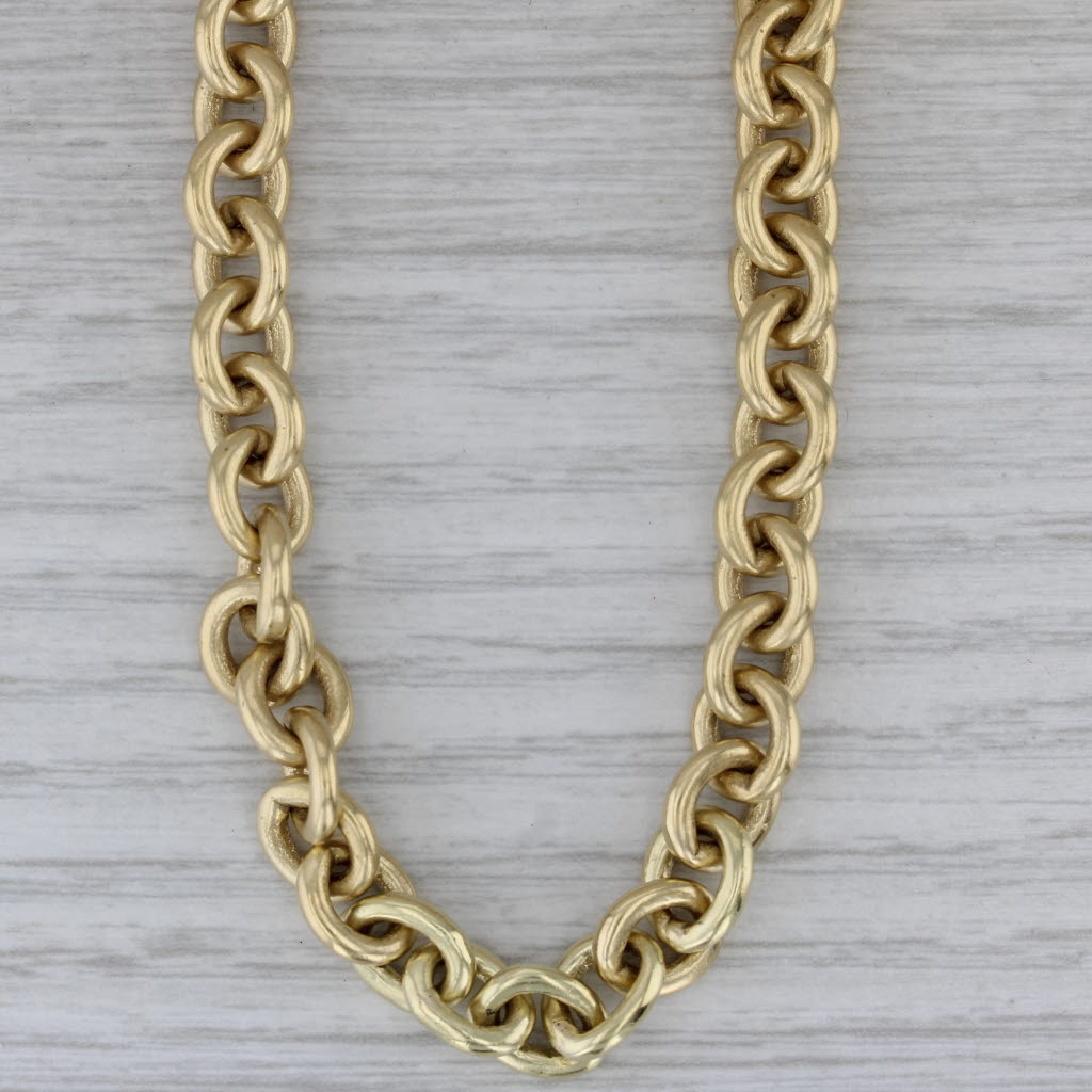 Dark Gray Slane & Slane Cable Chain Necklace 18k Yellow Gold 17" 7.8mm Toggle Clasp