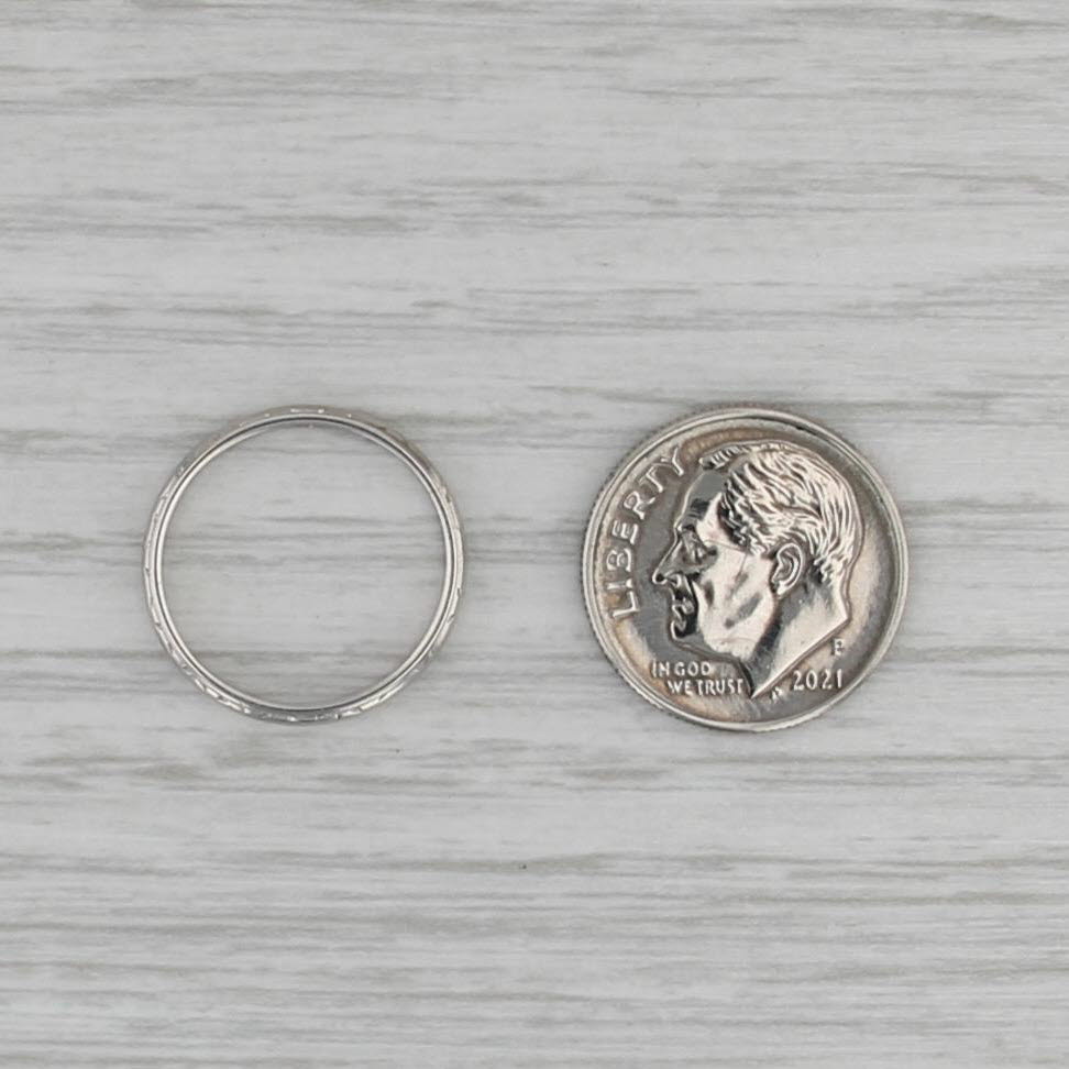 Art Deco Vintage Wedding Band Platinum Stackable Ring Size 4.5