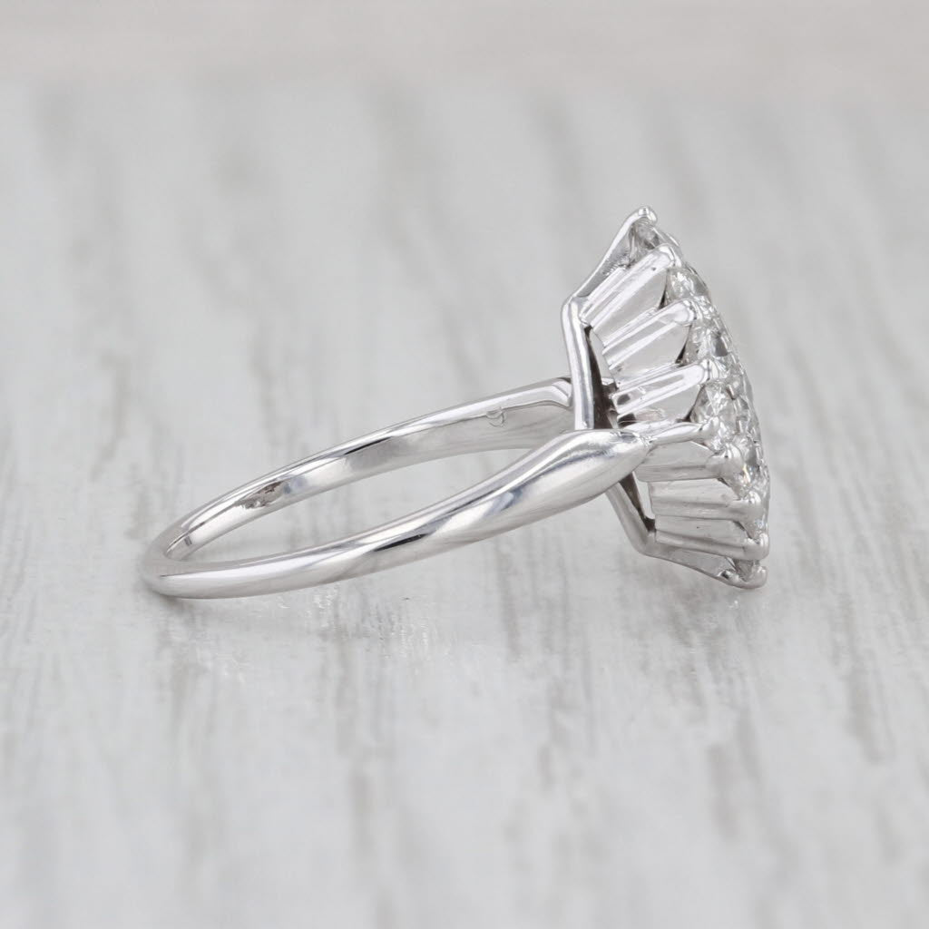 2.06ctw Diamond Cluster Ring 18k White Gold Size 4.75 engagement