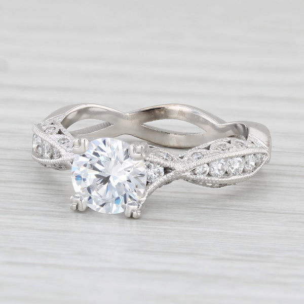 New Tacori Semi Mount Engagement Ring 18k White Gold Diamond Certificate Sz 6.5