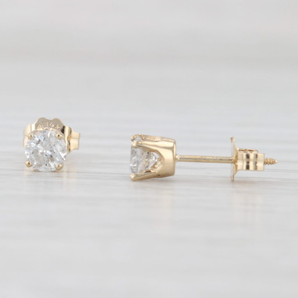 Light Gray 0.50ctw Round Diamond Solitaire Stud Earrings 14k Yellow Gold IGI