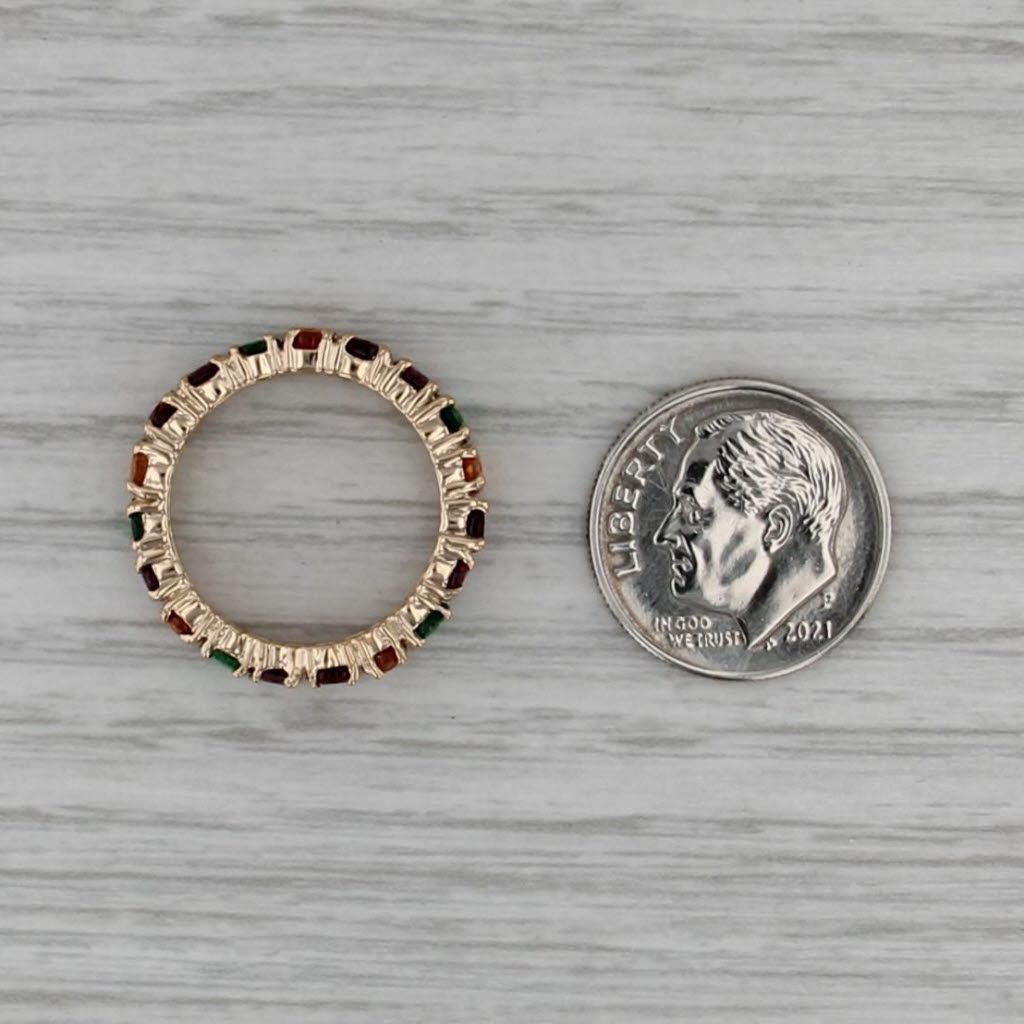 4.60ctw Multicolor Garnet Eternity Band 10k Yellow Gold Stackable Size 5 Ring