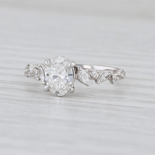 IGI 1.06ctw Oval Lab Grown Diamond Engagement Ring 14k White Gold Size 6.25