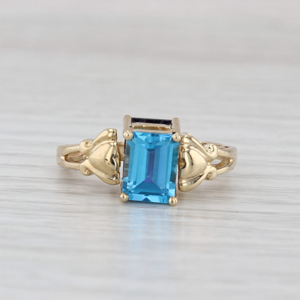 3.60ctw Reversible Amethyst Topaz Flip Ring 10k Yellow Gold Size 7.5