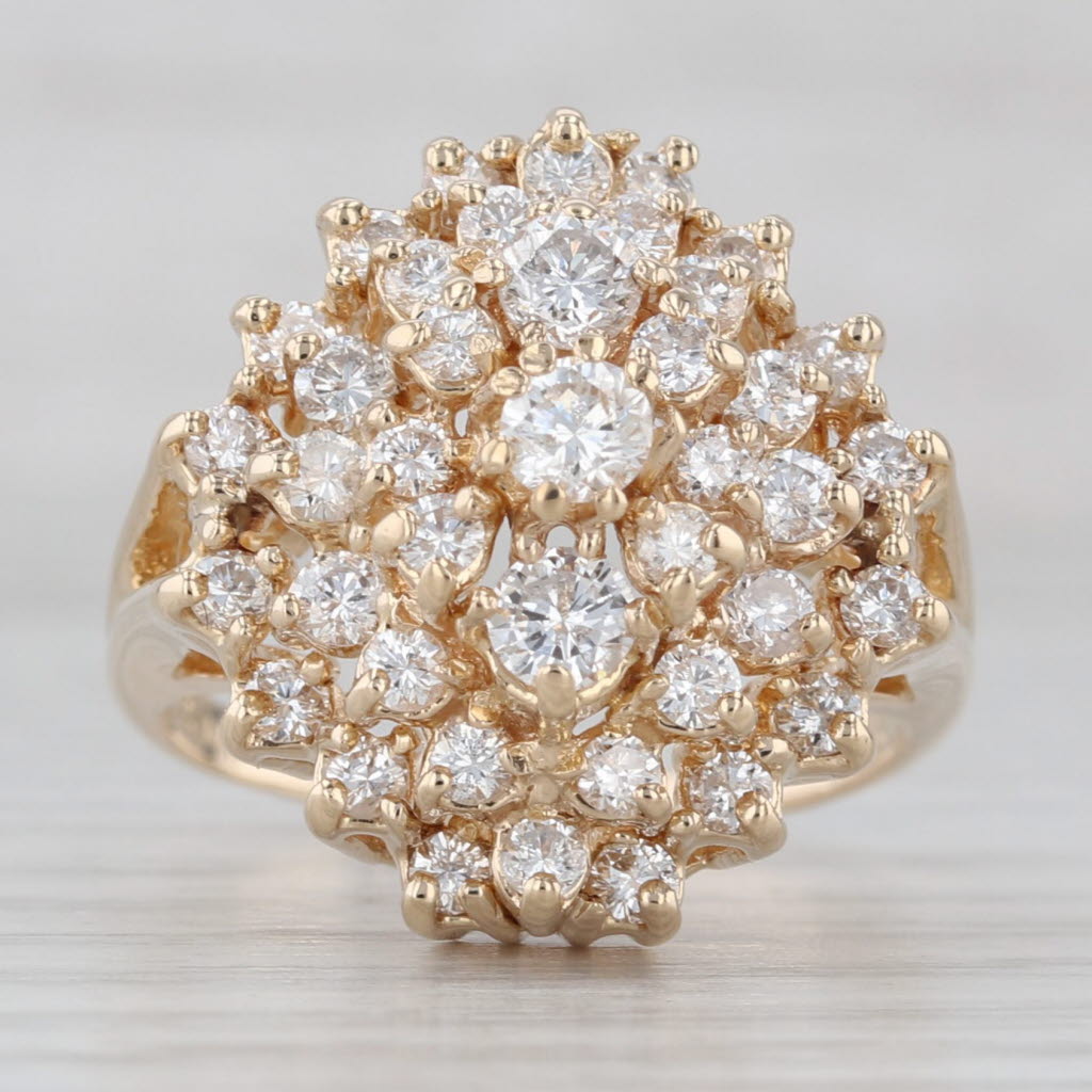 1.77ctw Diamond Cluster Ring 14k Yellow Gold Size 8 Cocktail
