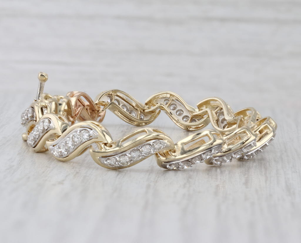 2.80ctw Diamond S-Link Bracelet 14k Yellow Gold 6.75" 8mm