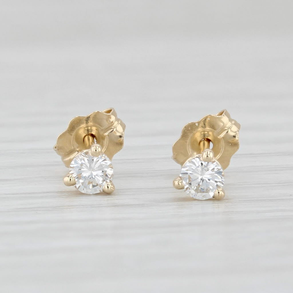 Light Gray New 0.20ctw Diamond Stud Earrings 14k Yellow Gold Round Solitaire Studs