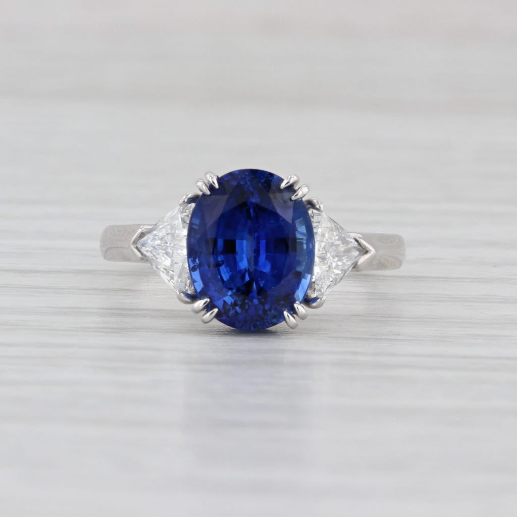 GIA 5.36ctw Oval Blue Sapphire Diamond Ring 950 Platinum Size 6.5 Engagement