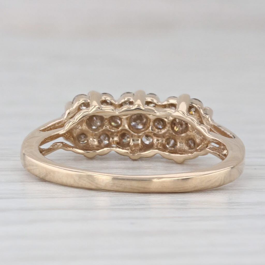 Light Gray 0.39ctw Diamond Flower Clusters Ring 10k Yellow Gold Size 6