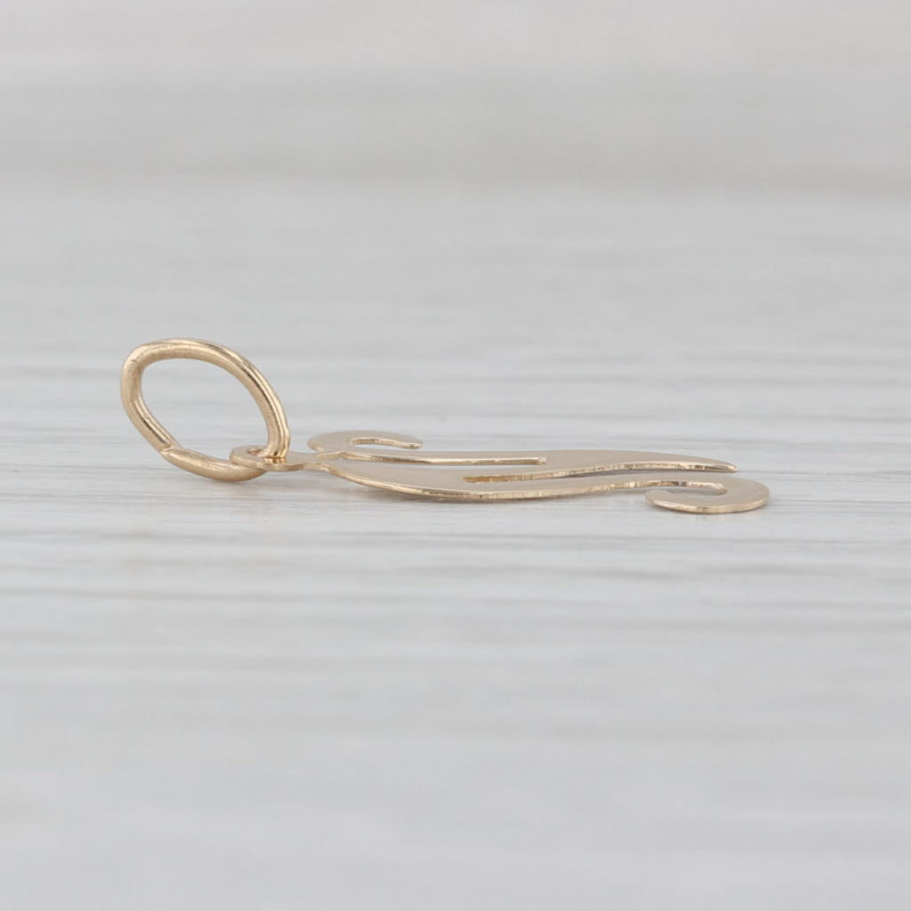 Scripted Letter Initial N Pendant 14k Yellow Gold Charm