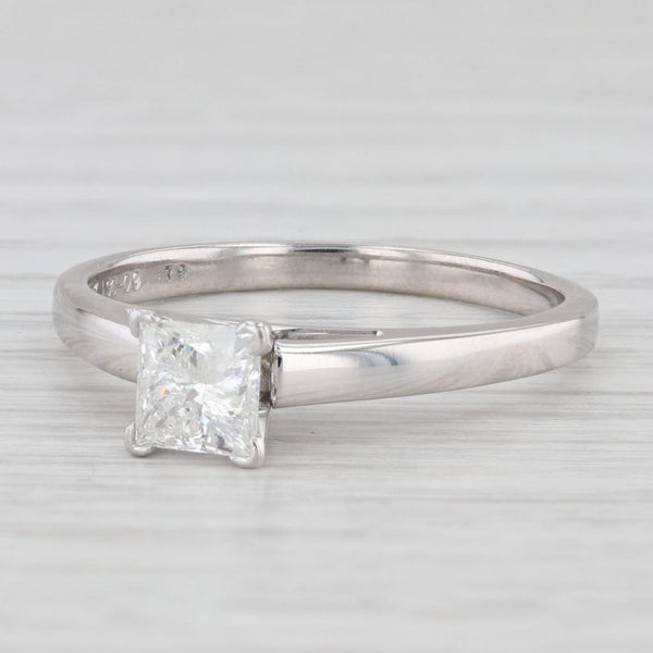 Leo 0.79ct Princess Solitaire Diamond Engagement Ring 14k Gold Platinum Papers