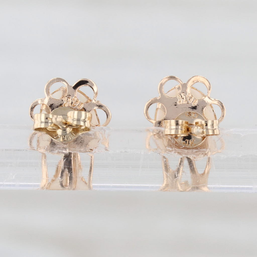 Oval Cabochon Opal Solitaire Stud Earrings 14k Yellow Gold Studs