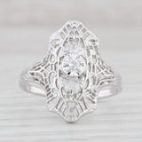 Vintage Diamond Filigree Ring 10k White Gold Size 6.75 Solitaire