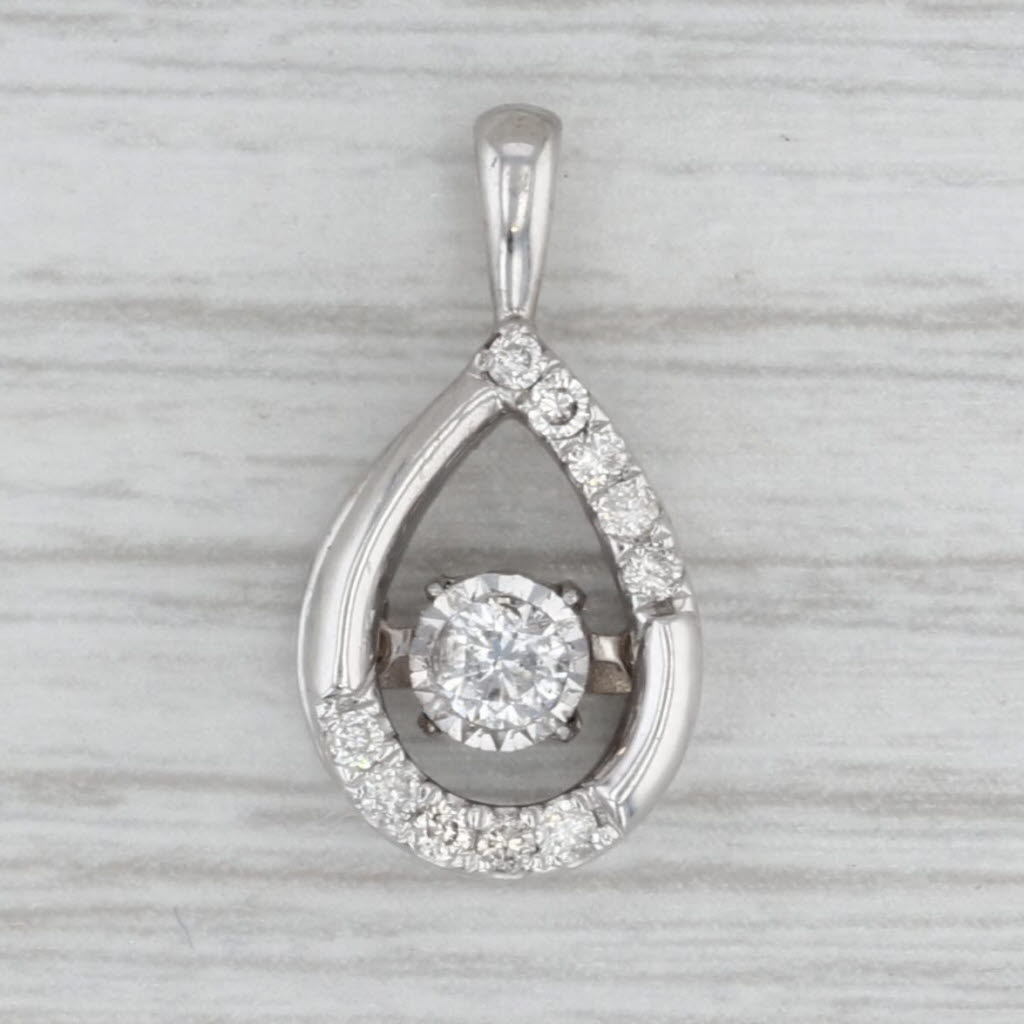 0.24ctw Floating Diamond Teardrop Pendant 10k White Gold Small Drop
