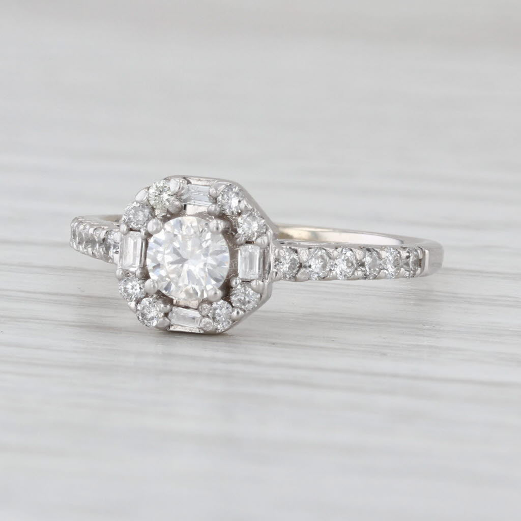 0.75ctw Round Diamond Halo Engagement Ring 14k White Gold Size 6.5 Cathedral