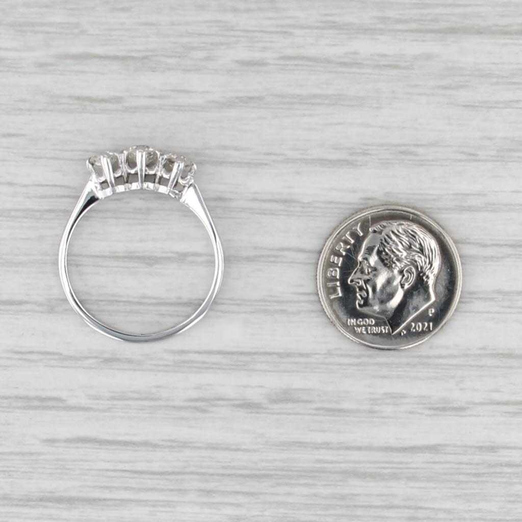 Antique 3-Stone 0.56ctw Diamond Ring Platinum Size 7.5 Engagement Anniversary