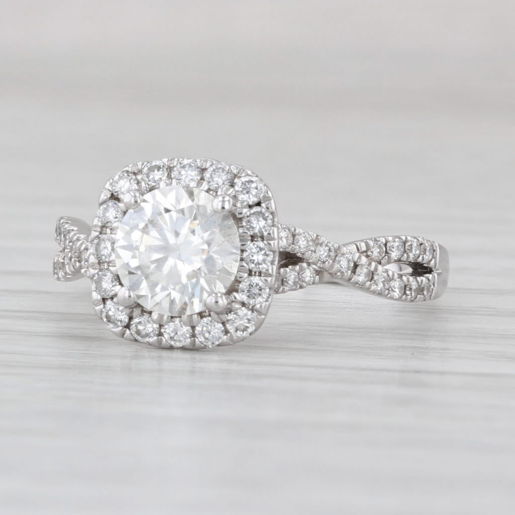1.44ctw Lab Created Diamond Halo Engagement Ring 14k White Gold Size 6.75 GSI