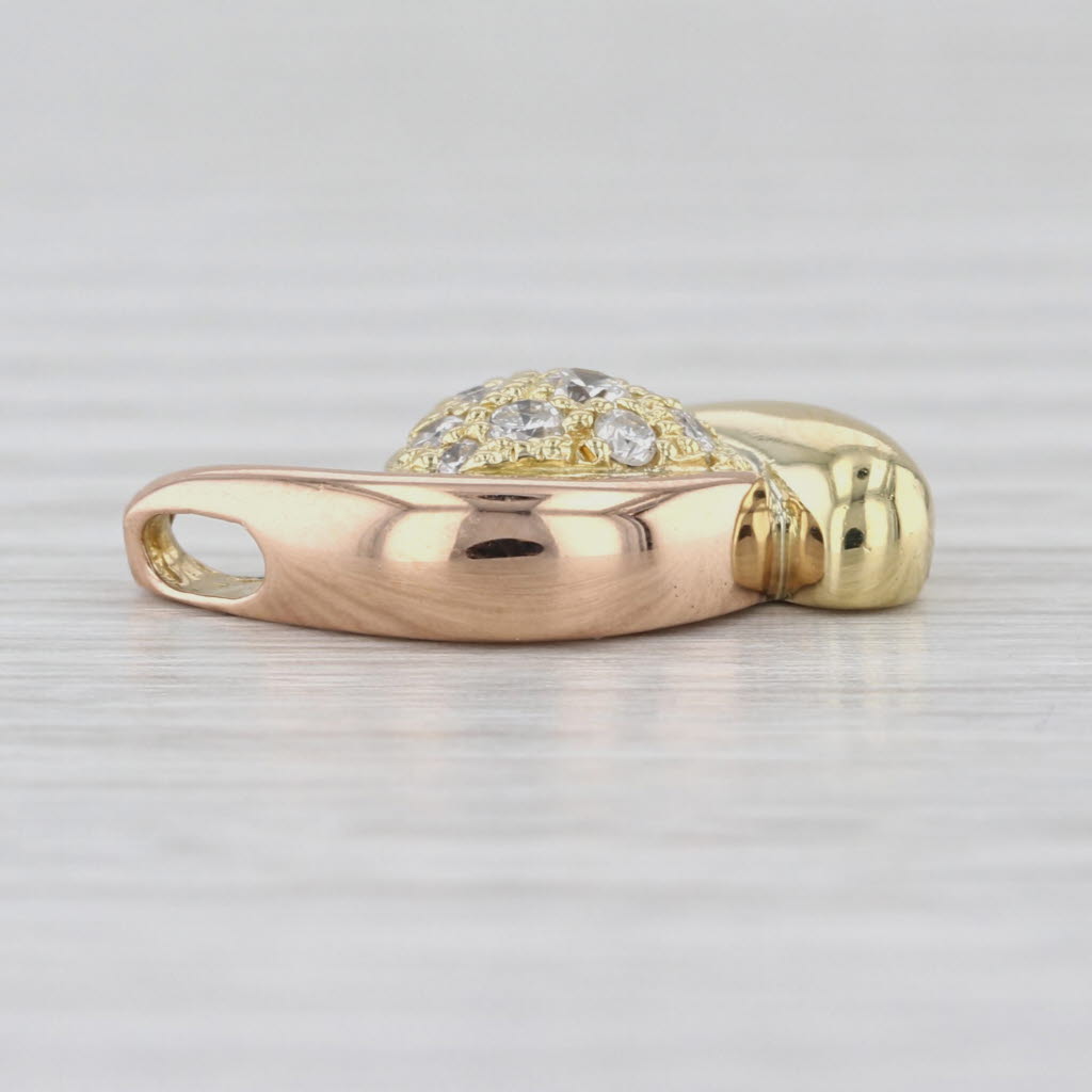 0.30ctw Pave Diamond Heart Bypass Pendant 18k Yellow Rose Gold
