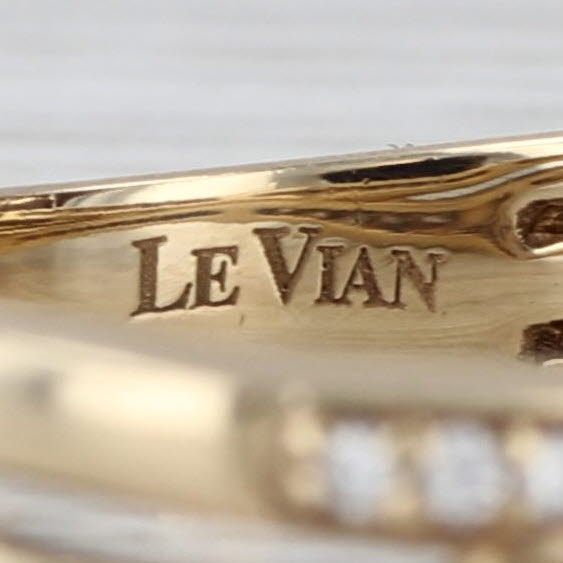 Le Vian 0.23ctw Diamond Cross Over Ring 14k Yellow Gold Size 6.75 Stackable Band