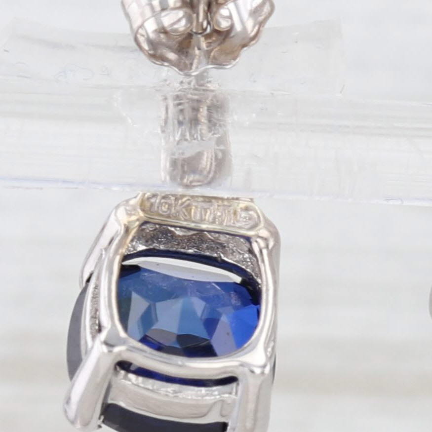 Light Gray 5.90ctw Lab Created Sapphire Diamond Stud Earrings 10k White Gold