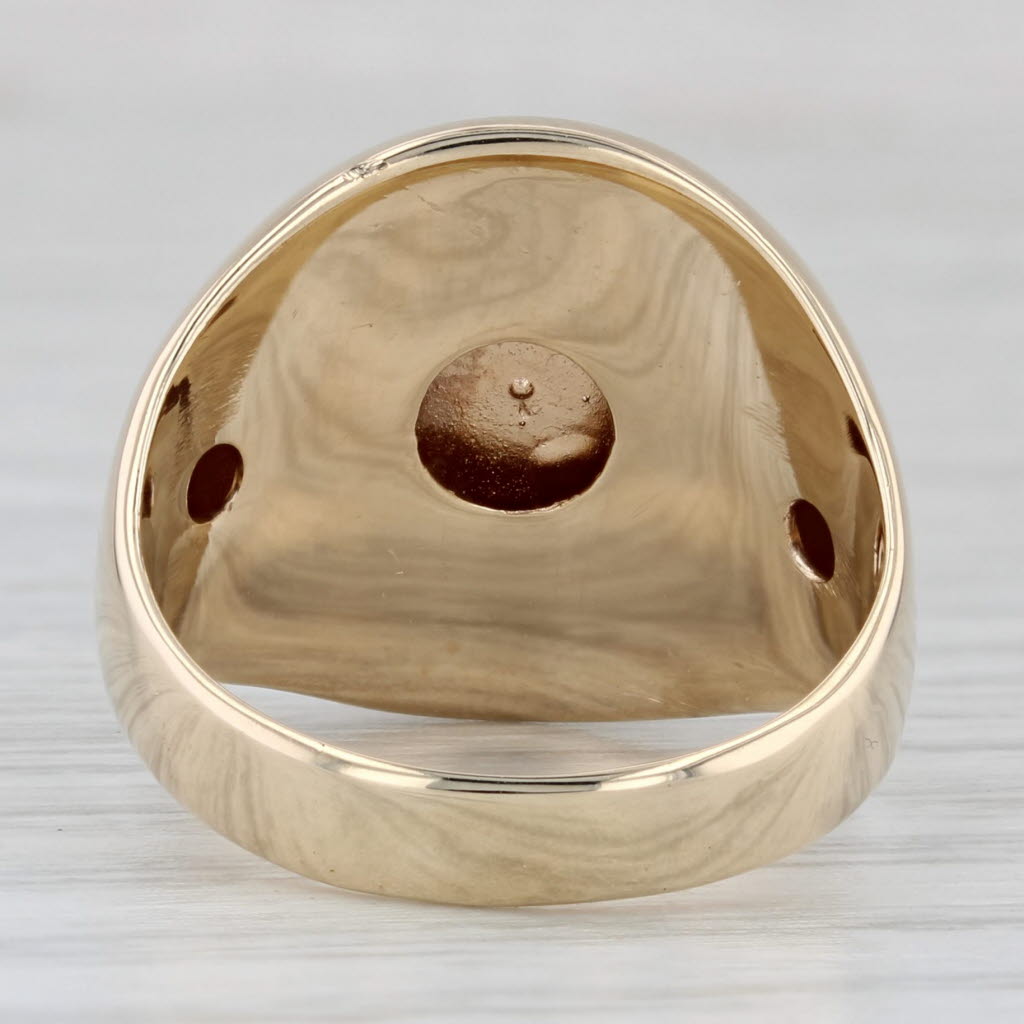 Gray Engravable Oval Signet Ring Brushed 10k Yellow Gold Size 7.5