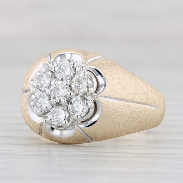 Light Gray Vintage 1.05 Diamond Cluster Belcher Ring 14k Gold Size 10.75 Men's