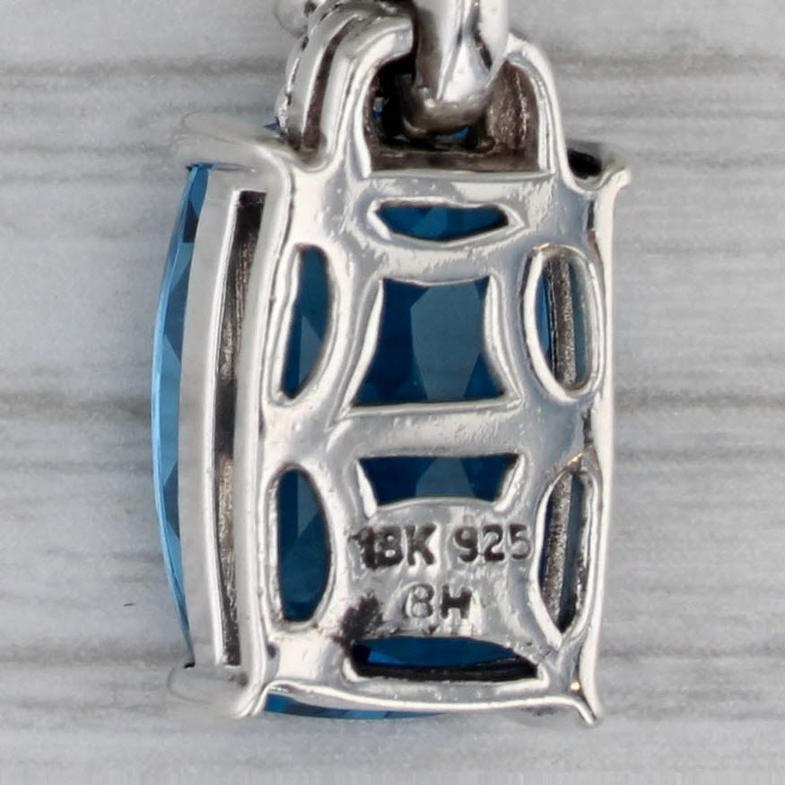 Dark Gray Effy 7.60ct Blue Topaz Pendant Necklace Sterling Silver 18k Gold 18" Wheat Chain