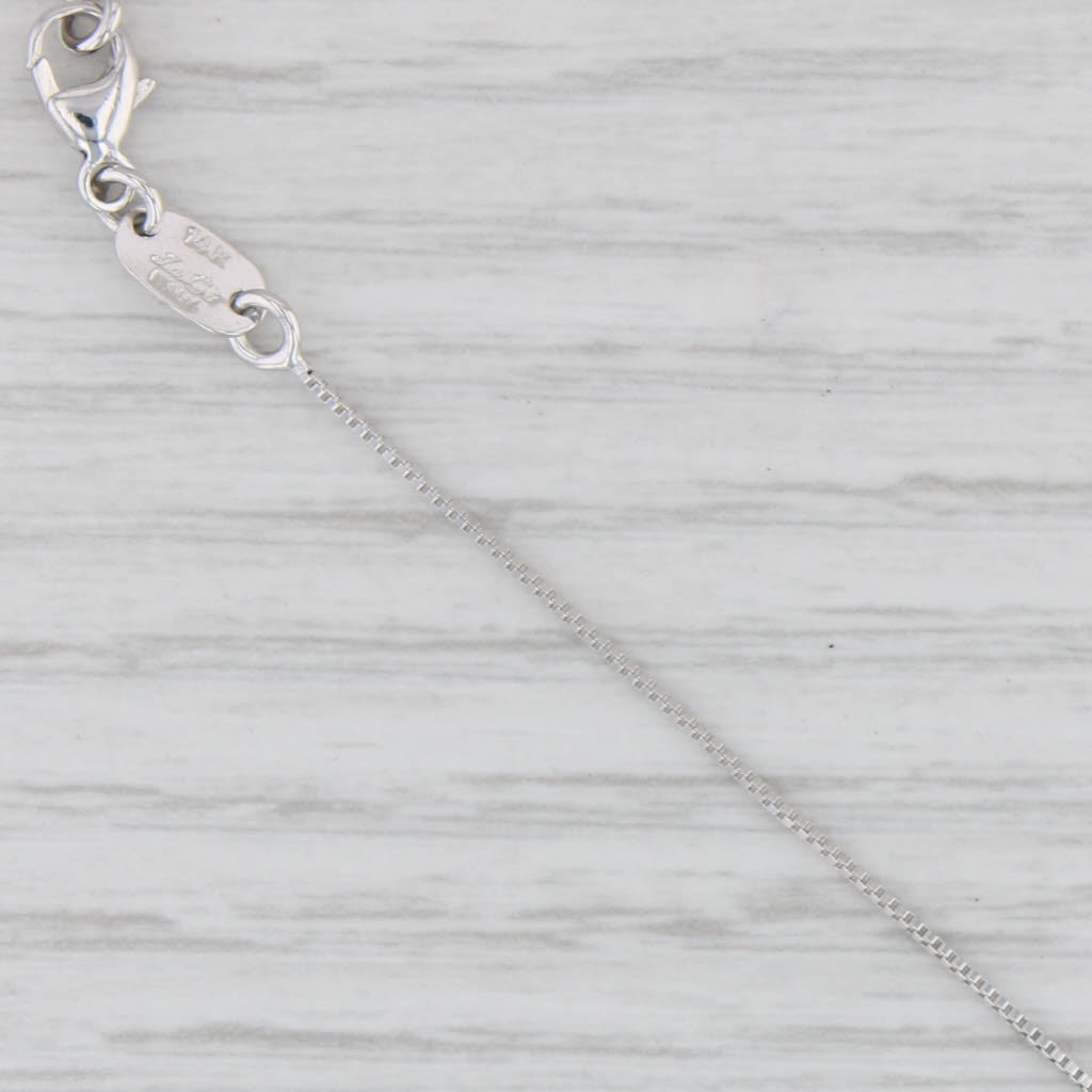 Light Gray 16.25" Box Chain Necklace 14k White Gold 0.6mm Lobster Clasp Italian