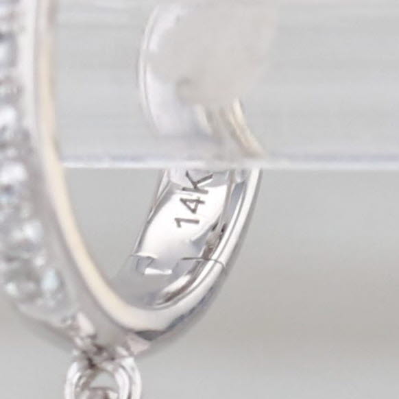 1.72ctw Aquamarine Drop Sapphire Hoop Earrings 14k White Gold Snap Top Hoops
