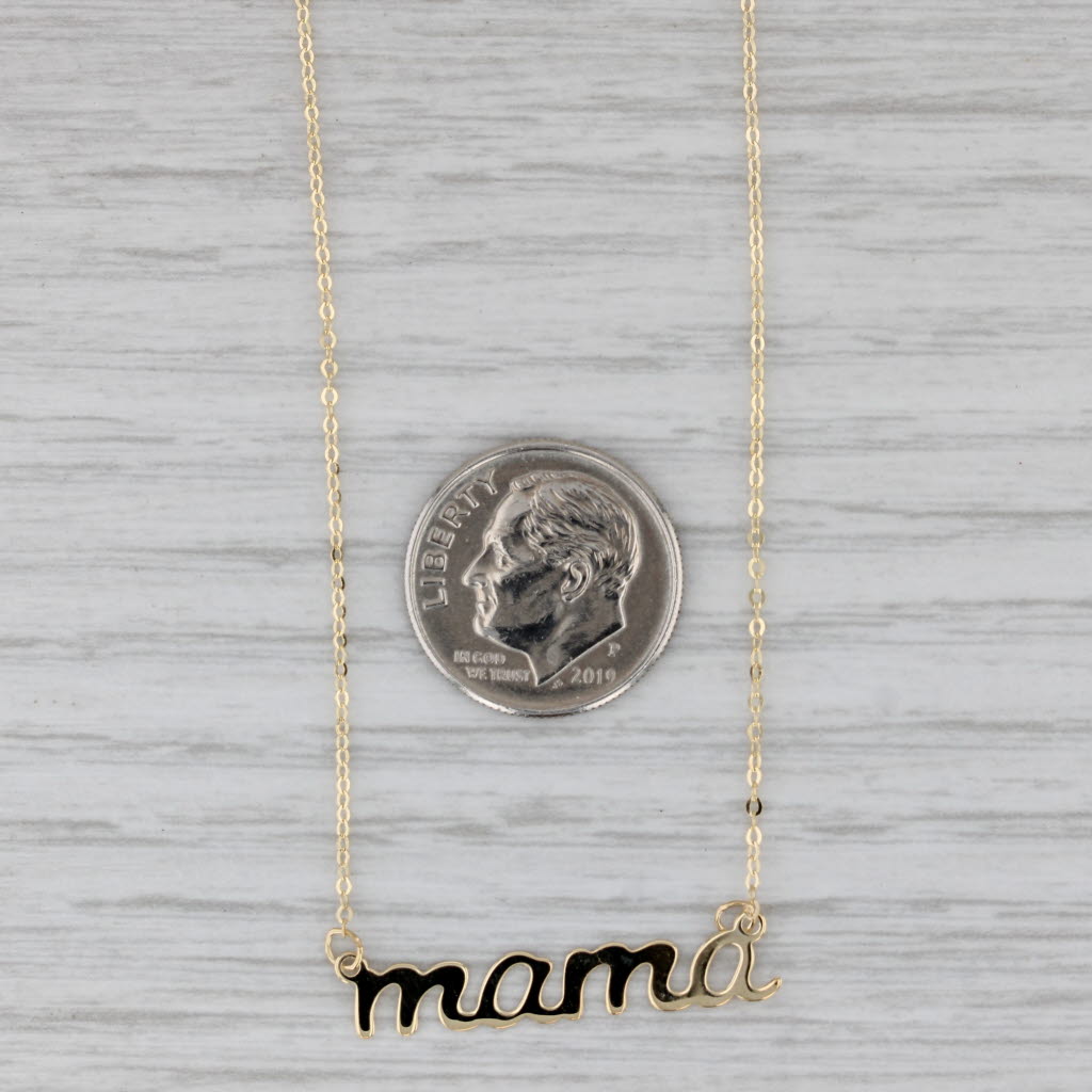 Gray New Mama Pendant Necklace 14k Yellow Gold 16" 18" Cable Chain