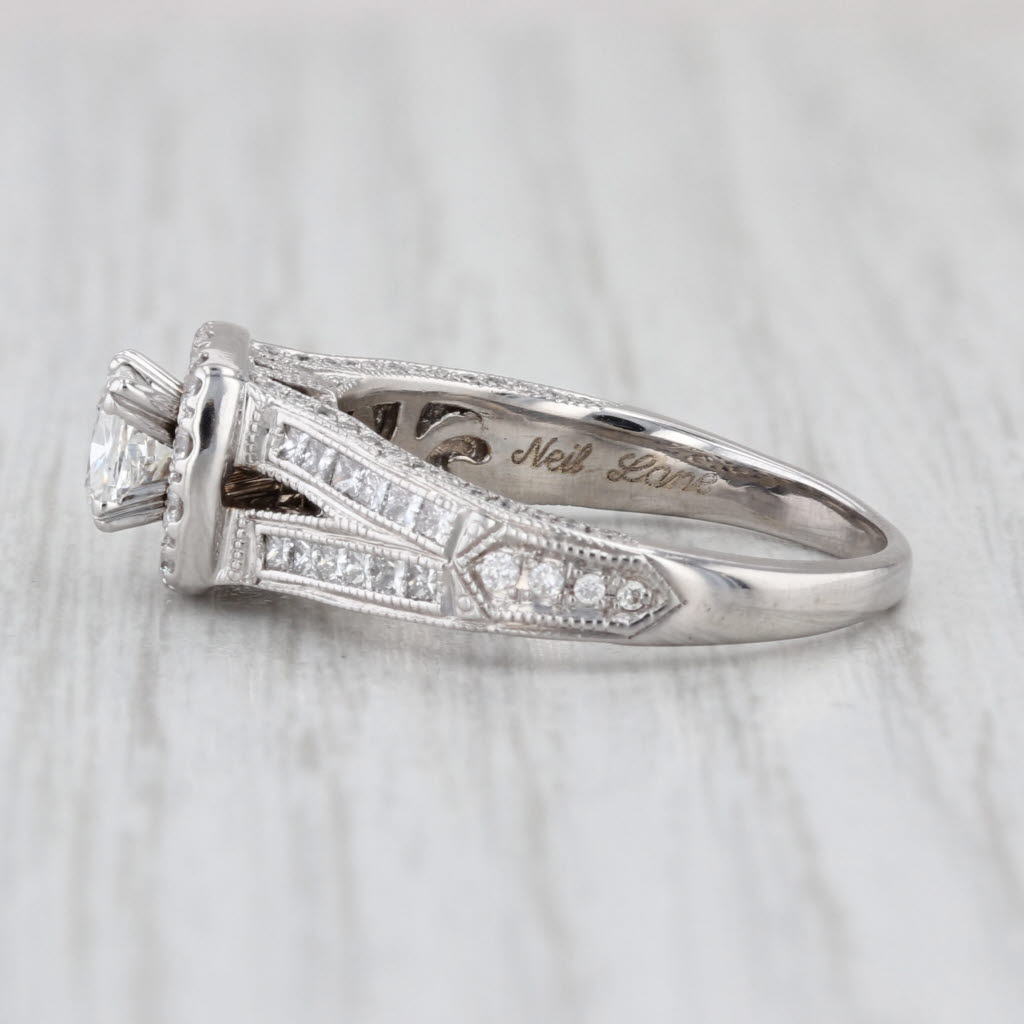 1.30ctw Cushion Diamond Engagement Ring 14k White Gold Size 8 Cathedral Band