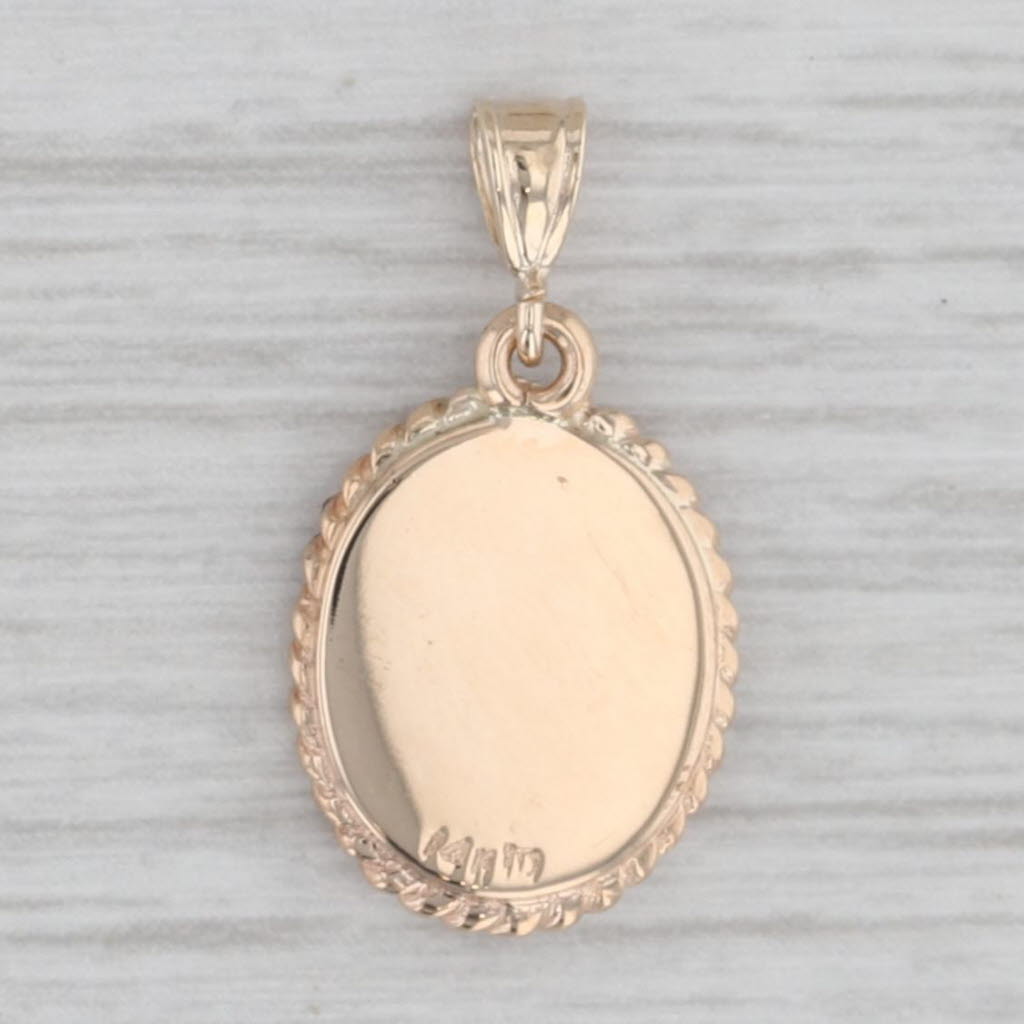 Gray Mother of Pearl Carved Cameo Pendant 14k Yellow Gold