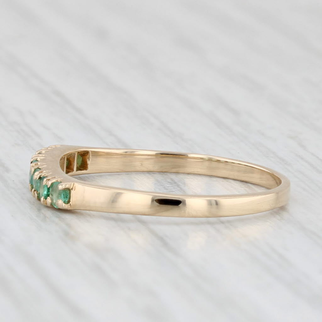 Light Gray 0.26 ctw Emerald 14K Yellow Gold Asymmetrical Stackable Ring Size 6.75