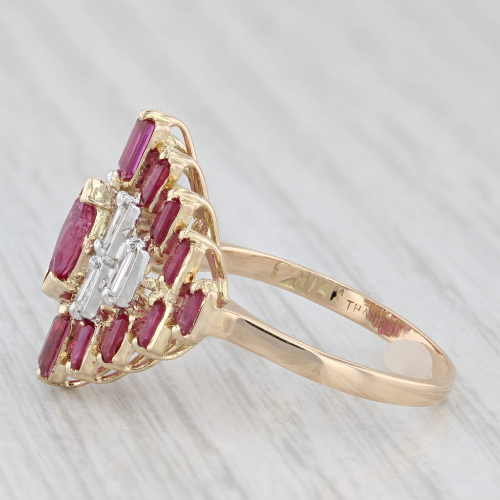 Light Gray 2.68ctw Ruby Diamond Cluster Ring 14k Yellow Gold Size 7