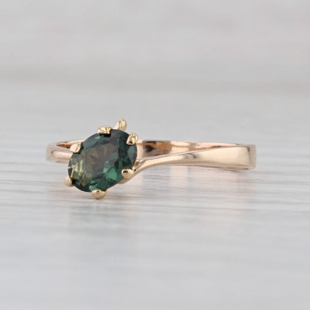 0.70ct Oval Green Spinel Solitaire Bypass Ring 10k Yellow Gold Size 8