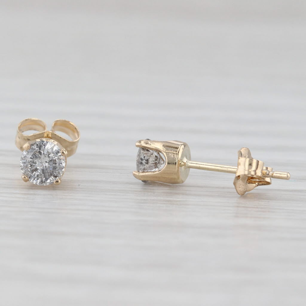 Light Gray 0.38ctw Diamond Stud Earrings 14k Yellow Gold Round Solitaire Studs