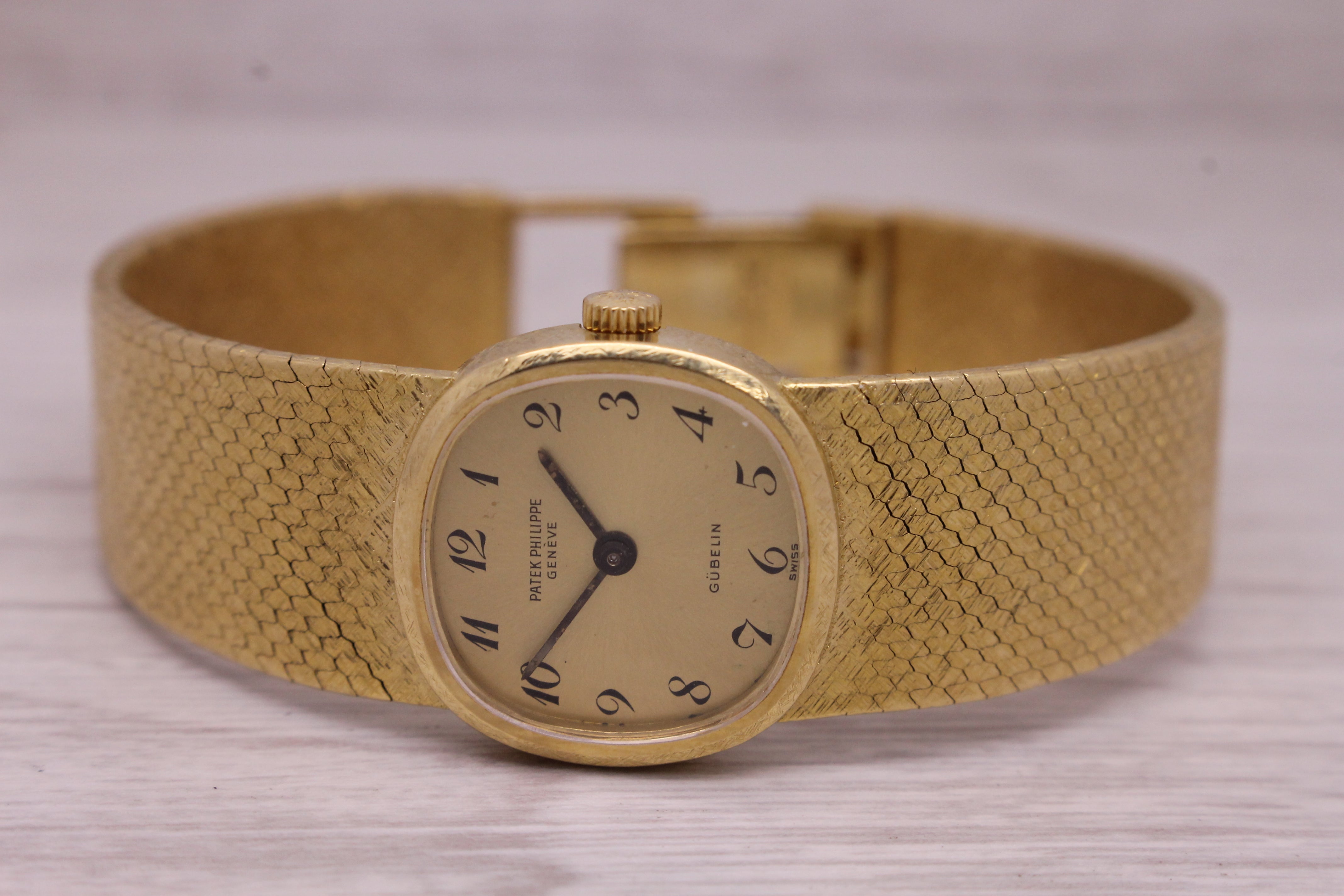 Rosy Brown Vintage c.1967 Patek Philippe Gubelin Ladies 18k Yellow Gold Watch ref. 3370/1